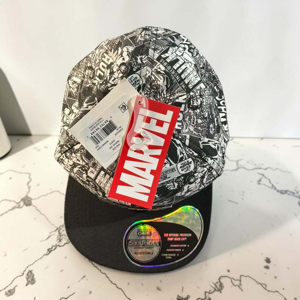 Marvel Concept One Snapback Hat White Black Comic Hulk Adjustable